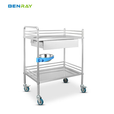 2 Layers Hospital Stainless Steel  Medical Instrument Trolley