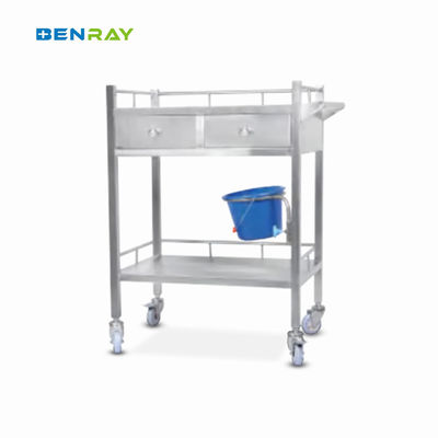 2 Layer Hospital Stainless Steel  Medical Instrument Trolley