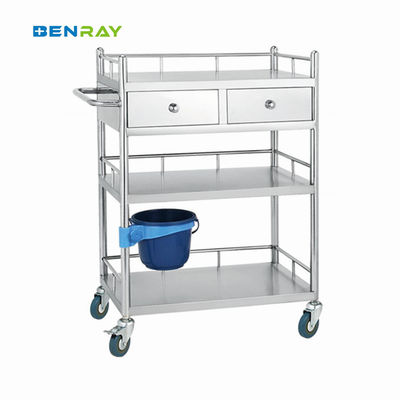 2 Layer Hospital Stainless Steel  Medical Instrument Trolley