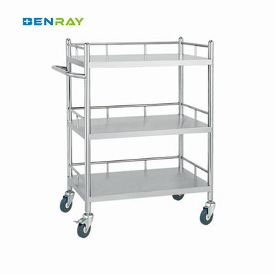 2 Layer Hospital Stainless Steel  Medical Instrument Trolley