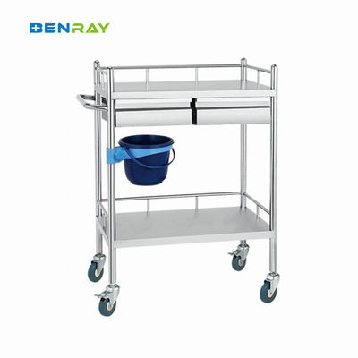 2 Layer Hospital Stainless Steel  Medical Instrument Trolley
