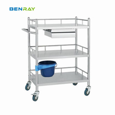 3 Layer Hospital Stainless Steel  Medical Instrument Trolley