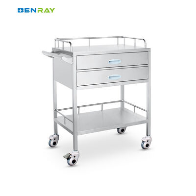 BR-M63 Medical Stainless Steel Crash Cart Drug Surgical Nursing Doctor Hospital Clinic Stainless Steel Medicine Trolley