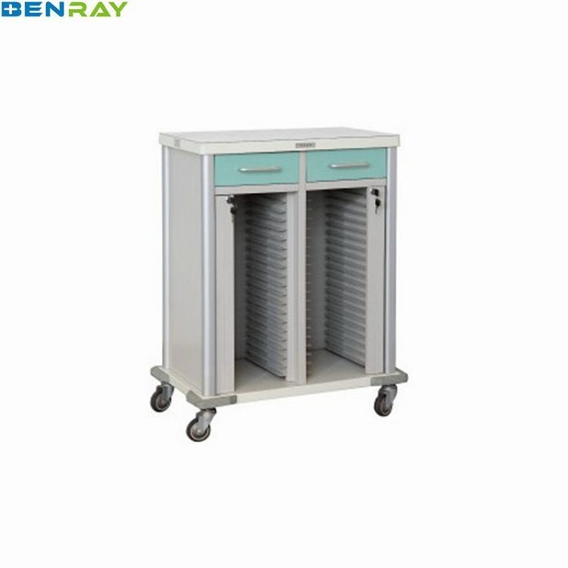 Steel patient record trolley