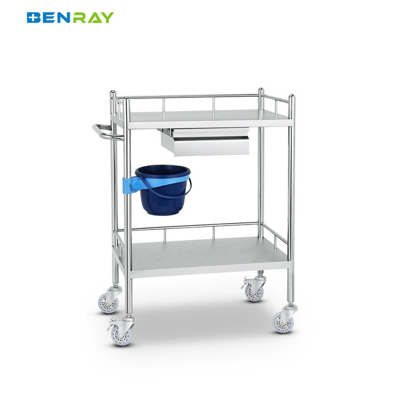 2 Layer Hospital Stainless Steel  Medical Instrument Trolley