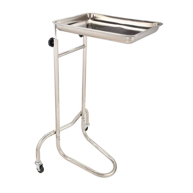 Stainless Steel Portable  Medical Instrument Tray Stand Mayo Tray with Wheels