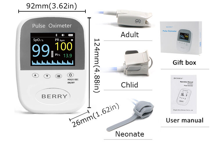 BM1000A Handheld Pulse Oximeter SpO2 PR Monitor App Data Sync with 1000mAh Battery